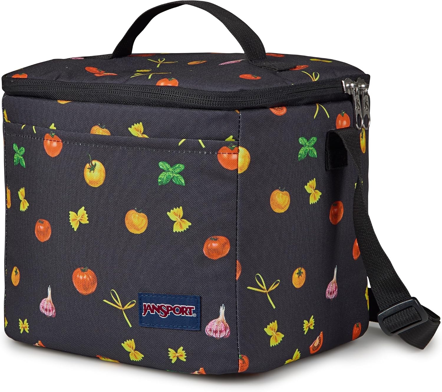 image:imageJanSport Super Snack Insulated Lunch Bag with BPAFree Liner Zipper Top Opening and Adjustable Shoulder Strap Emerald PoolPasta Party