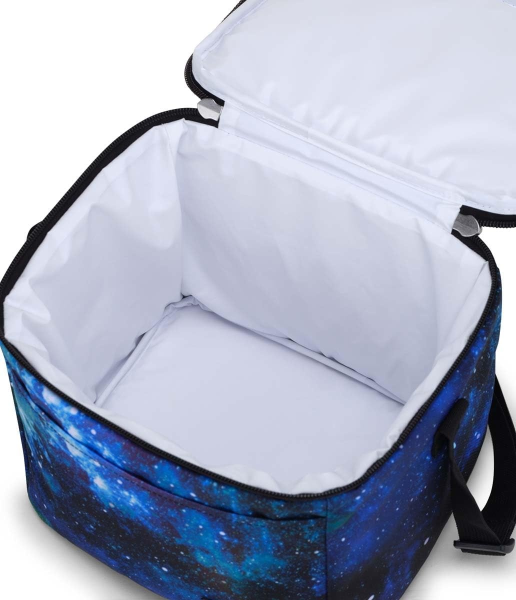 image:imageJanSport Super Snack Insulated Lunch Bag with BPAFree Liner Zipper Top Opening and Adjustable Shoulder Strap Pastel LilacCyberspace Galaxy