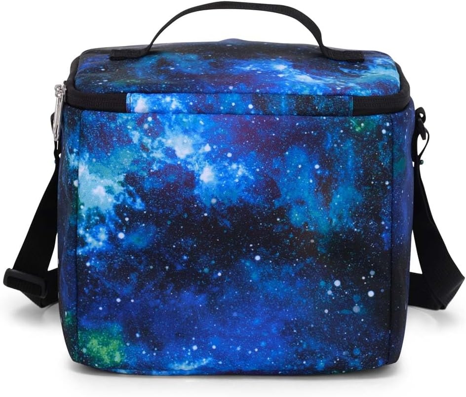 image:imageJanSport Super Snack Insulated Lunch Bag with BPAFree Liner Zipper Top Opening and Adjustable Shoulder Strap Pastel LilacCyberspace Galaxy