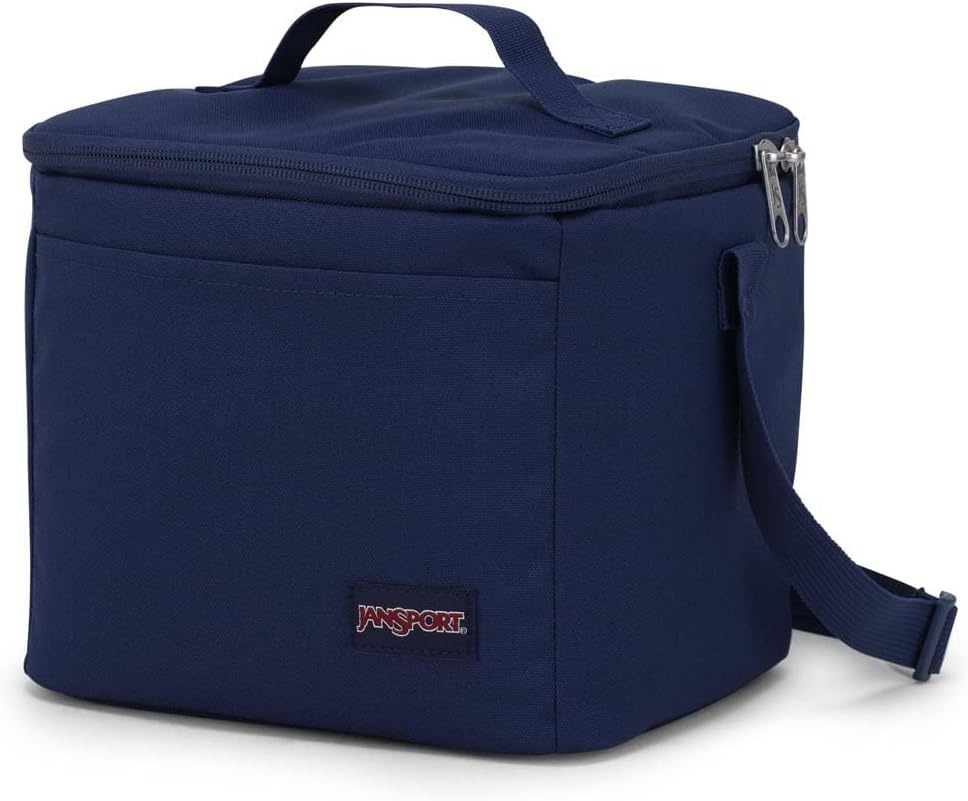 image:imageJanSport Super Snack Insulated Lunch Bag with BPAFree Liner Zipper Top Opening and Adjustable Shoulder Strap Pastel LilacNavy