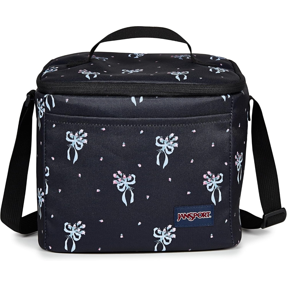 image:imageJanSport Super Snack  Insulated Lunch Bag with BPAFree Liner Zipper Top Opening and Adjustable Shoulder Strap Pastel LilacPastel Petals BlackBluePinkGreen