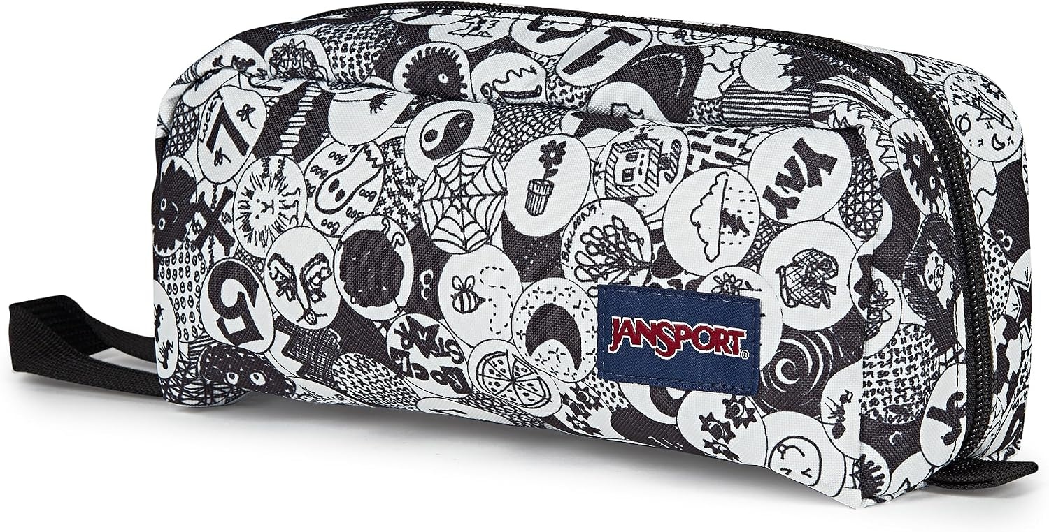 image:imageJanSport Perfect Pouch Accordion Opening Single Compartment with 3 Dividers Small Internal PocketDoodle Dots