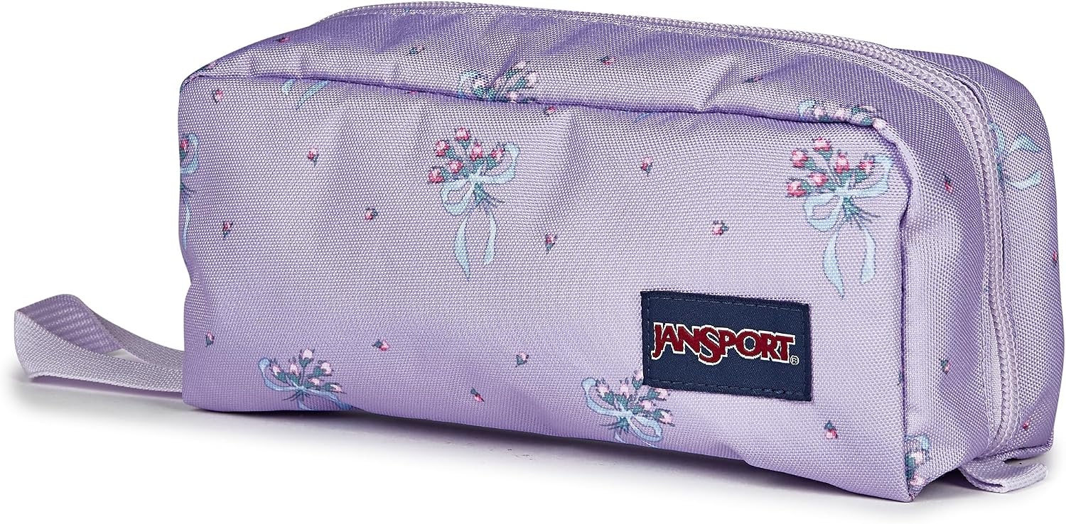 image:imageJanSport Perfect Pouch Accordion Opening Single Compartment with 3 Dividers Small Internal PocketPastel Petals Lilac