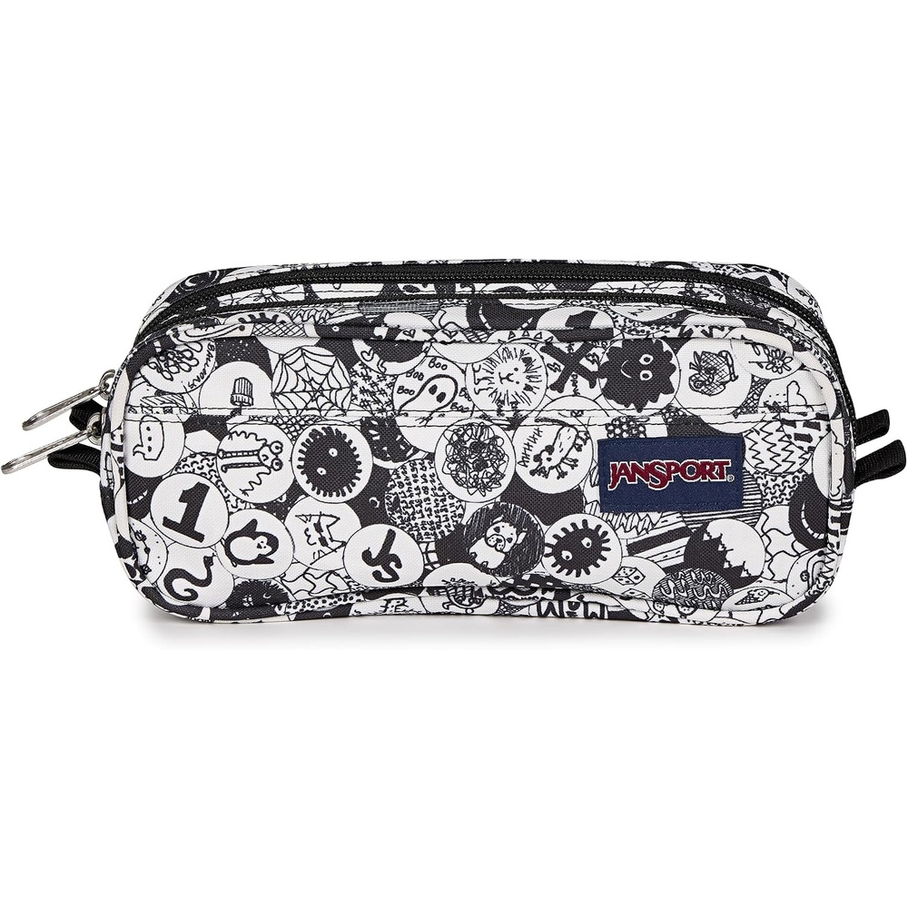 image:imageJanSport Large Accessory Pouch Secure Storage Space for Pens Power Cords Pencil Case Ideal For Everyday Essentials 13LDoodle Dots BlackWhiteGrey