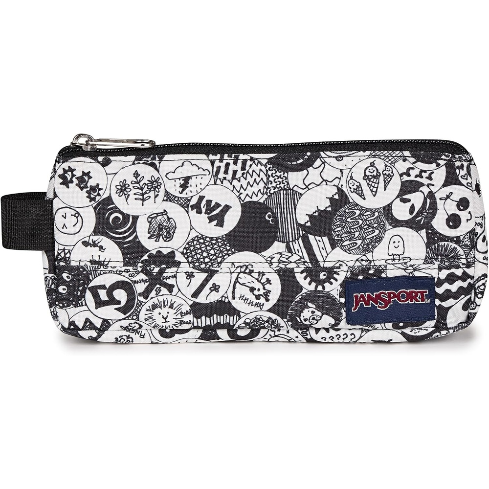 image:imageJansport JS00T49C69G Large Accessory Pouch Battery Cord Storage Blackberry MousseDoodle Dots BlackWhiteGrey