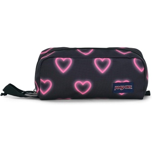 JanSport Perfect Pouch – Accordion Opening, Single Compartment with 3 Dividers, Small Internal Pocket(Happy Hearts Black)