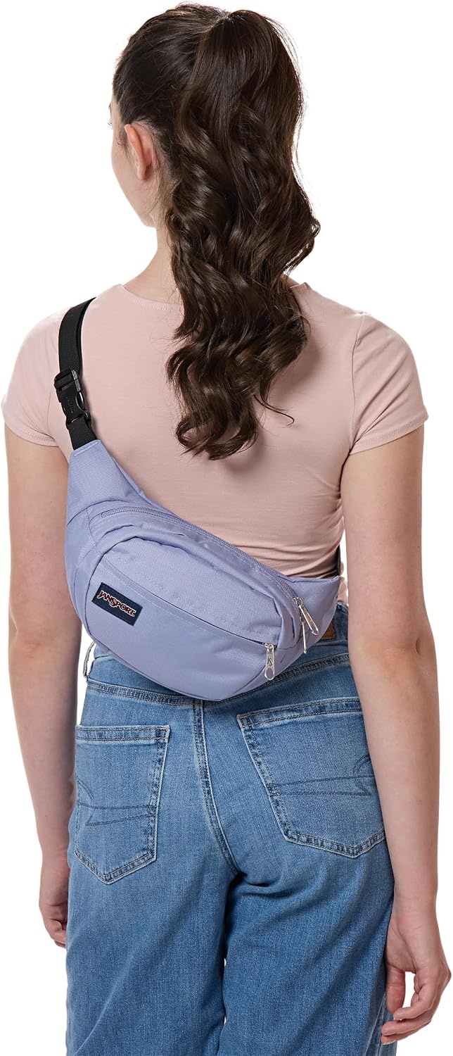 image:imageJanSport Fifth Avenue Fanny Pack Crossbody Bags for Women Men Stylish Durable Waist Bag with Adjustable Belt Main Zippered Pocket Quick Stash Pocket Travel Essentials Lavender AshLavender Ash