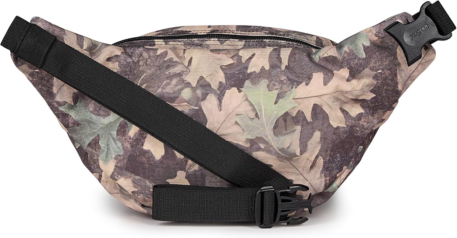 image:imageJanSport Fifth Avenue Fanny Pack Crossbody Bags for Women Men Stylish Durable Waist Bag with Adjustable Belt Main Zippered Pocket Quick Stash Pocket Travel Essentials Lavender AshWoodland Camo