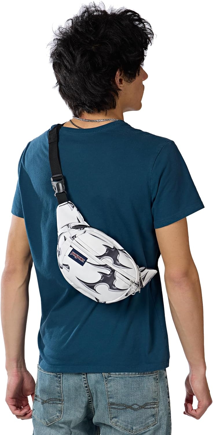 image:imageJanSport Fifth Avenue Fanny Pack Crossbody Bags for Women Men Stylish Durable Waist Bag with Adjustable Belt Main Zippered Pocket Quick Stash Pocket Travel Essentials Lavender AshCyber Silver White
