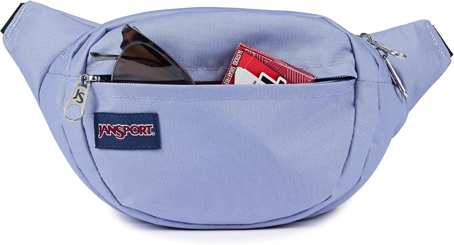 image:imageJanSport Fifth Avenue Fanny Pack Crossbody Bags for Women Men Stylish Durable Waist Bag with Adjustable Belt Main Zippered Pocket Quick Stash Pocket Travel Essentials Lavender AshLavender Ash
