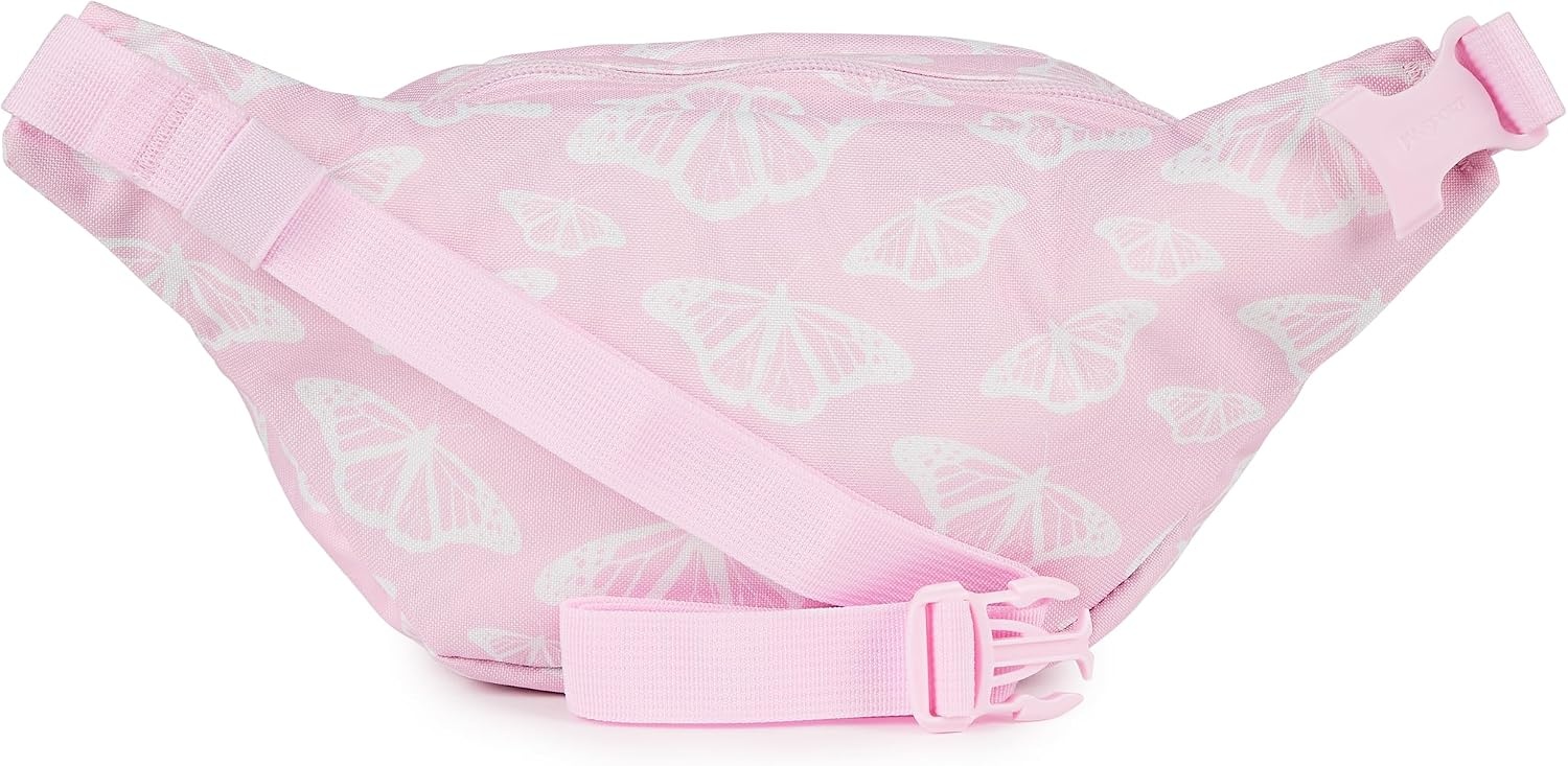 image:imageJanSport Fifth Avenue Fanny Pack Crossbody Bags for Women Men Stylish Durable Waist Bag with Adjustable Belt Main Zippered Pocket Quick Stash Pocket Travel Essentials Lavender AshFlutter By Pink Ice