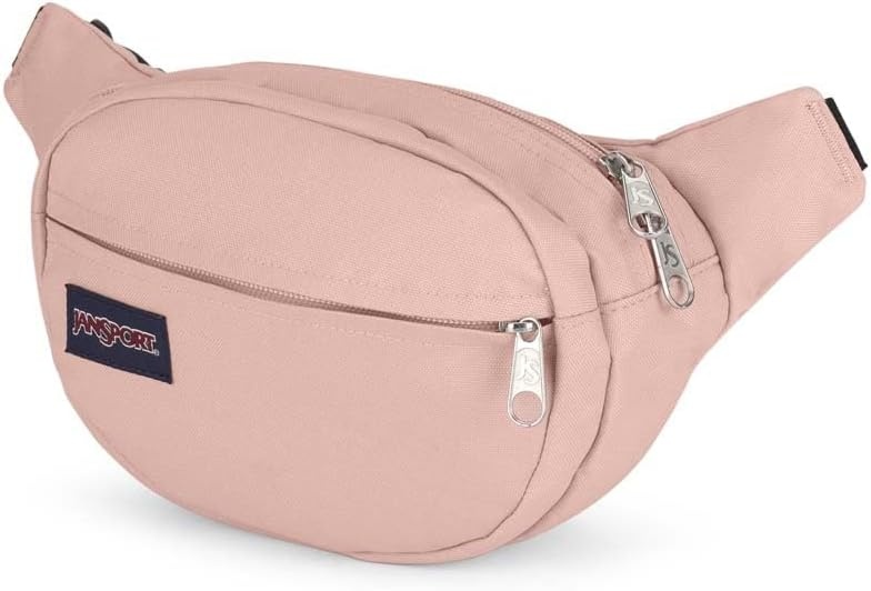 image:imageJanSport Fifth Avenue Fanny Pack Crossbody Bags for Women Men Stylish Durable Waist Bag with Adjustable Belt Main Zippered Pocket Quick Stash Pocket Travel Essentials Misty Rose