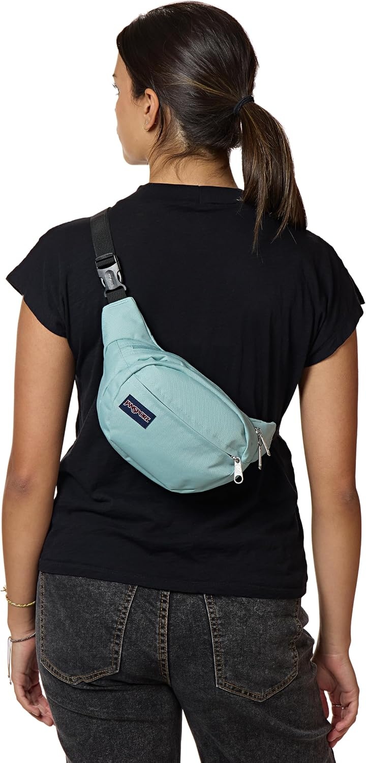 image:imageJanSport Fifth Avenue Fanny Pack Crossbody Bags for Women Men Stylish Durable Waist Bag with Adjustable Belt Main Zippered Pocket Quick Stash Pocket Travel Essentials Lavender AshFaded Sage