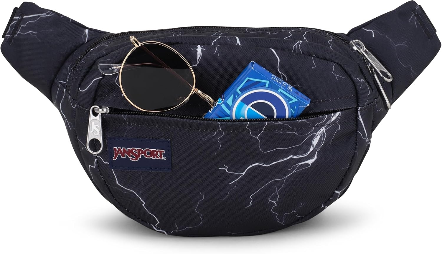 image:imageJanSport Fifth Avenue Fanny Pack Crossbody Bags for Women Men Stylish Durable Waist Bag with Adjustable Belt Main Zippered Pocket Quick Stash Pocket Travel Essentials Lavender AshElectric Bolts