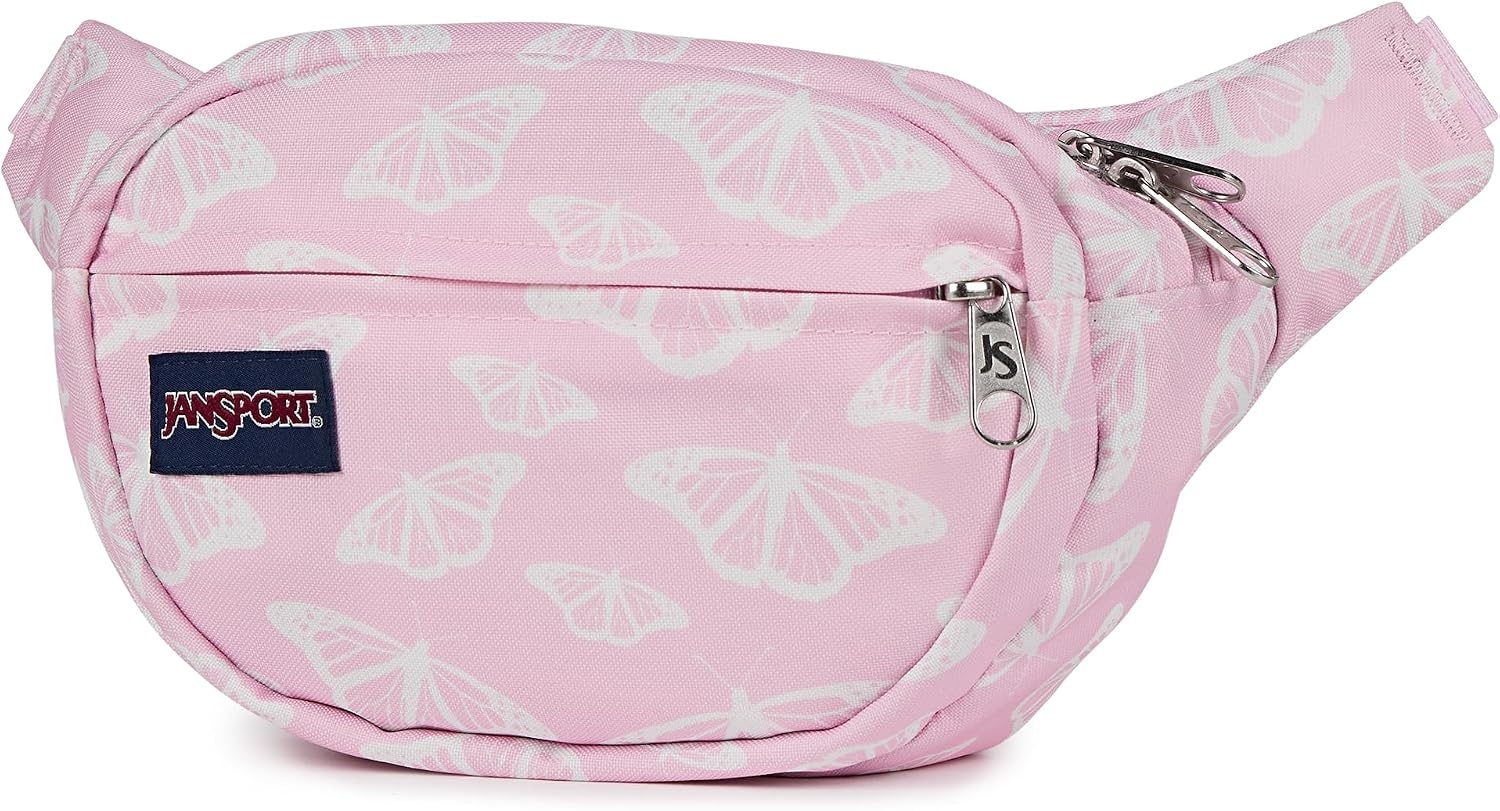 image:imageJanSport Fifth Avenue Fanny Pack Crossbody Bags for Women Men Stylish Durable Waist Bag with Adjustable Belt Main Zippered Pocket Quick Stash Pocket Travel Essentials Lavender AshFlutter By Pink Ice