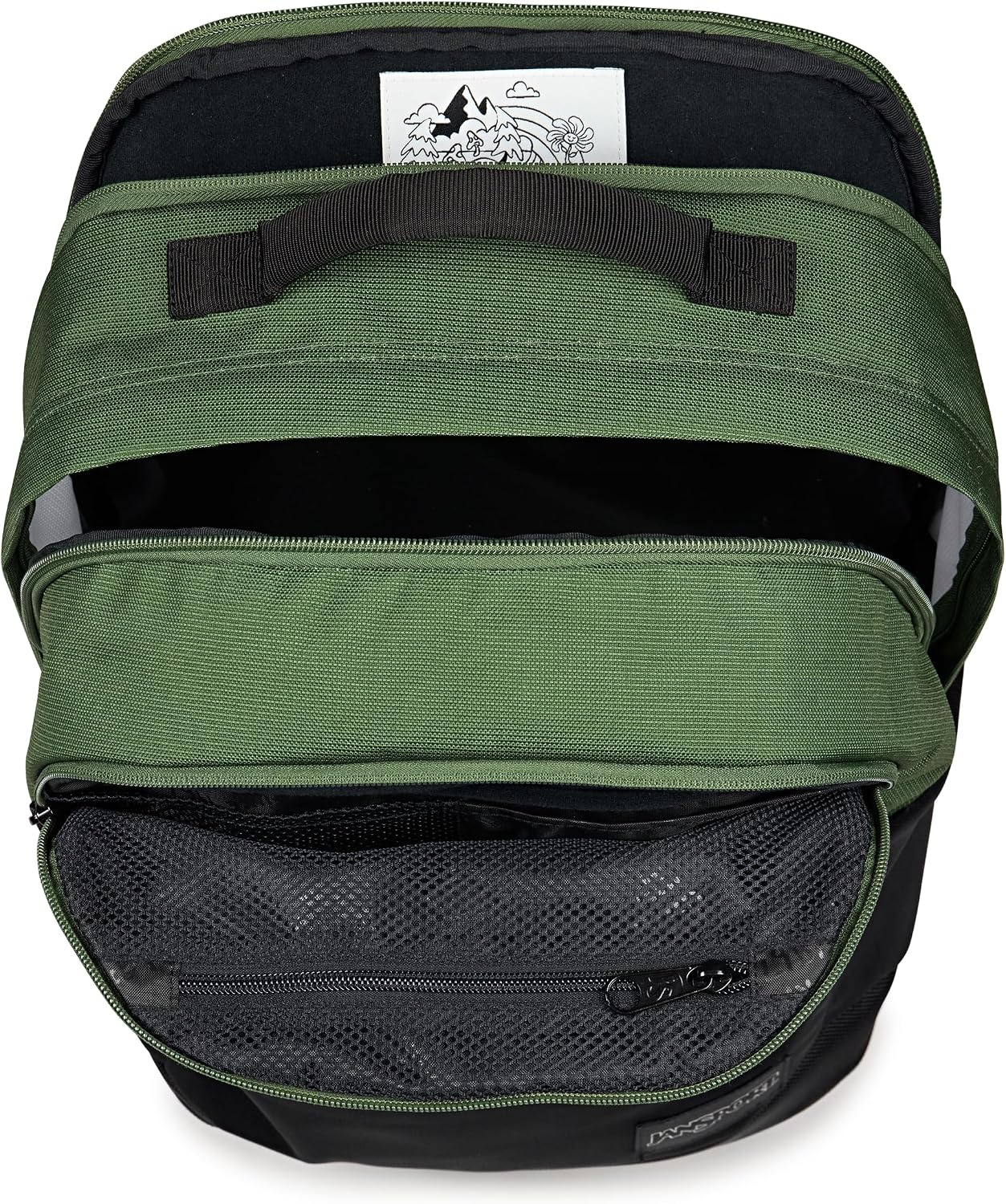image:imageJanSport Journey Pack Backpack Large Main Compartment Dual Water Bottle Pockets 15inch Padded Laptop Compartment with Tricot Lined Sleeve BlackCargo Green