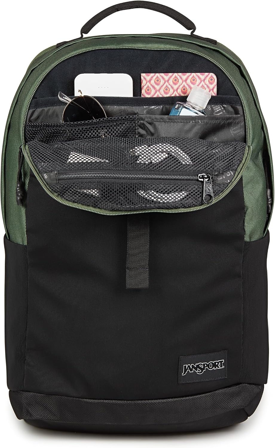 image:imageJanSport Journey Pack Backpack Large Main Compartment Dual Water Bottle Pockets 15inch Padded Laptop Compartment with Tricot Lined Sleeve BlackCargo Green