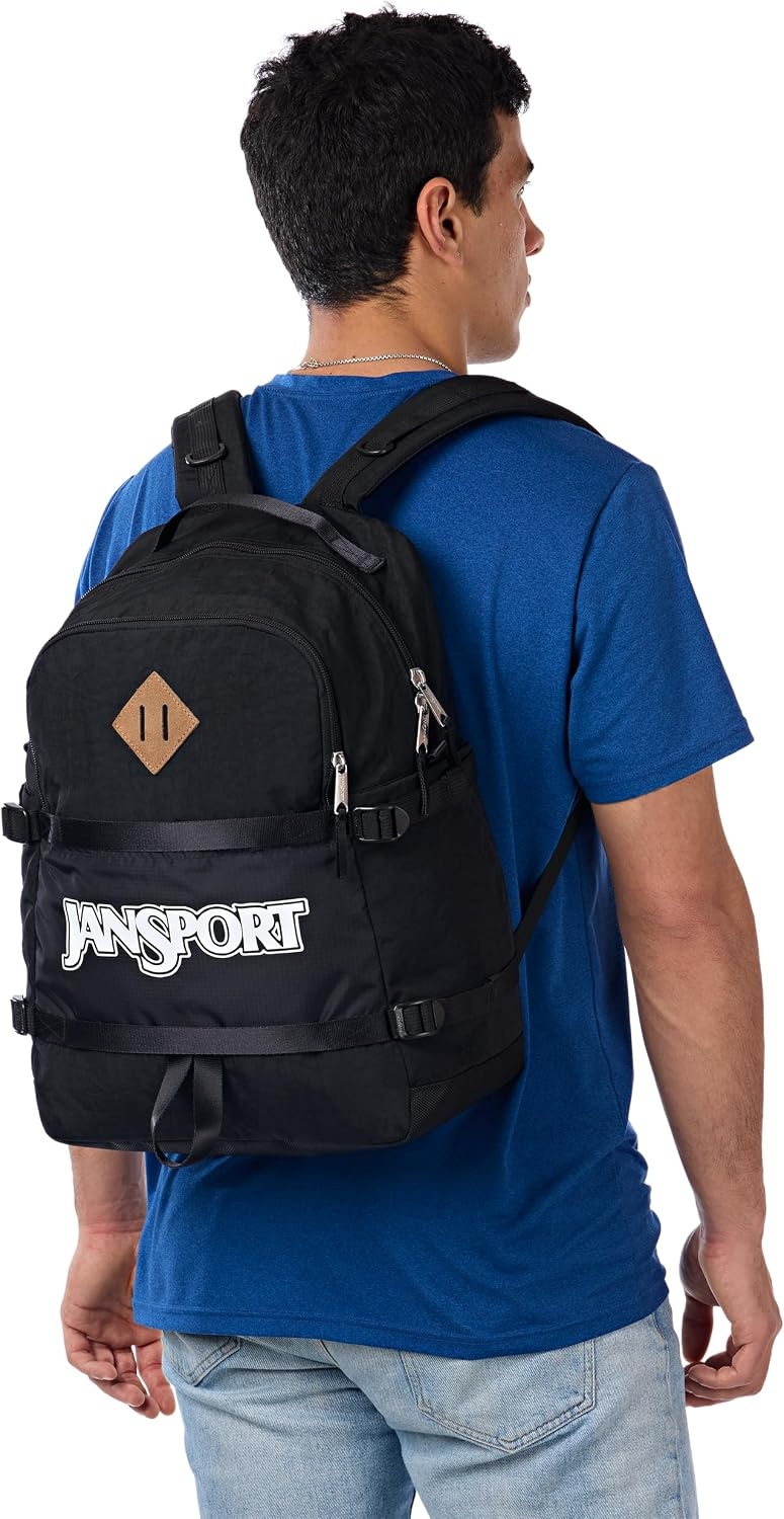 image:imageJanSport Small Seattle Pack Compact Backpack with Main Compartment Dual Water Bottle Pockets and Padded Sleeve for 15Inch Laptop TravertineBlack
