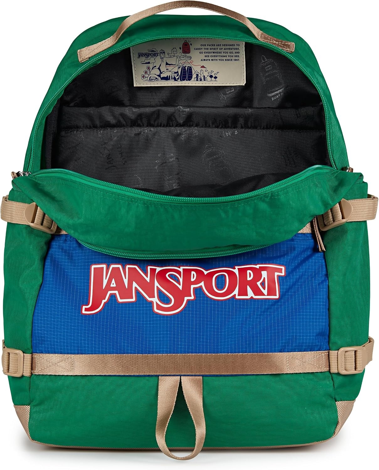 image:imageJanSport Small Seattle Pack Compact Backpack with Main Compartment Dual Water Bottle Pockets and Padded Sleeve for 15Inch Laptop TravertineJelly Kelly