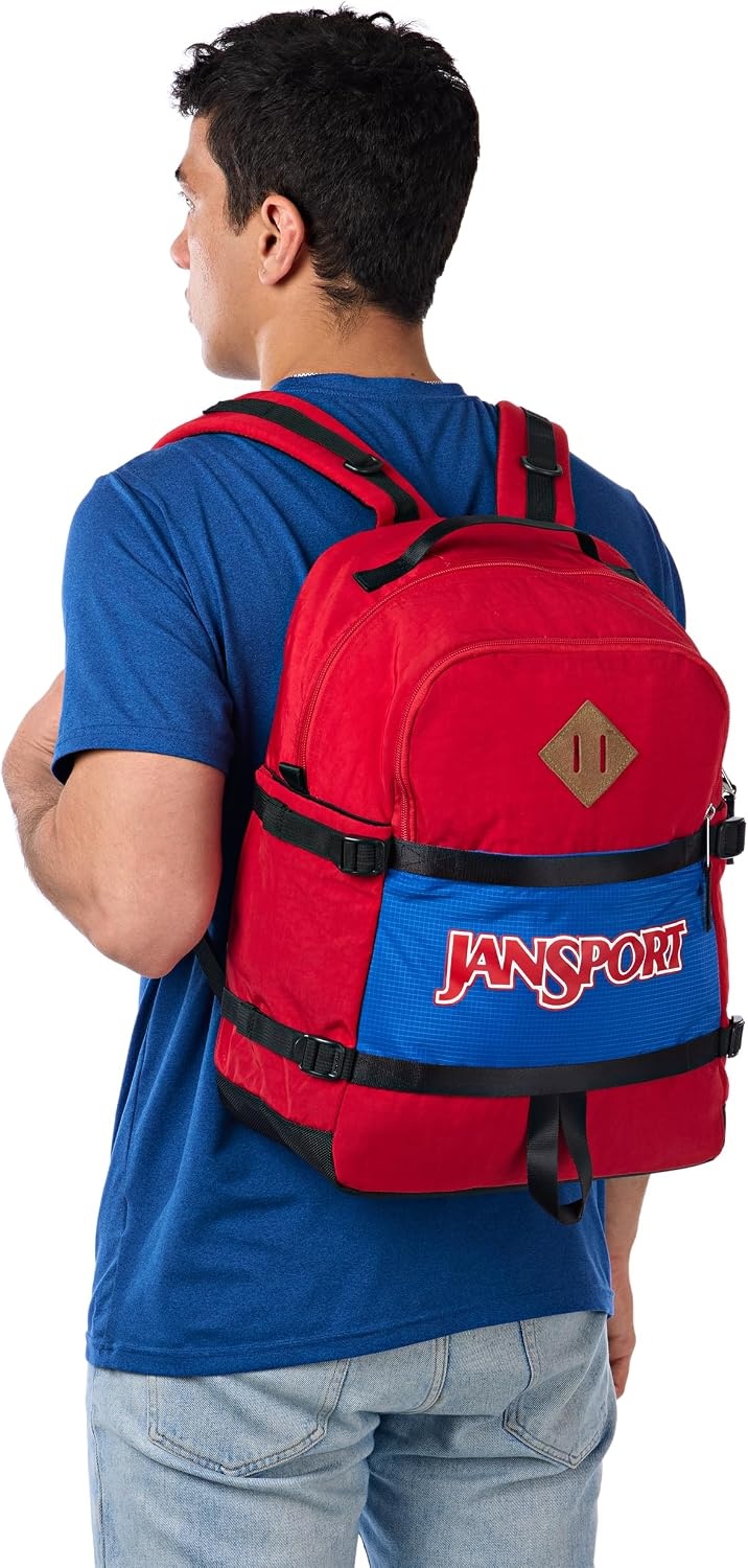 image:imageJanSport Small Seattle Pack Compact Backpack with Main Compartment Dual Water Bottle Pockets and Padded Sleeve for 15Inch Laptop TravertineRed Tape