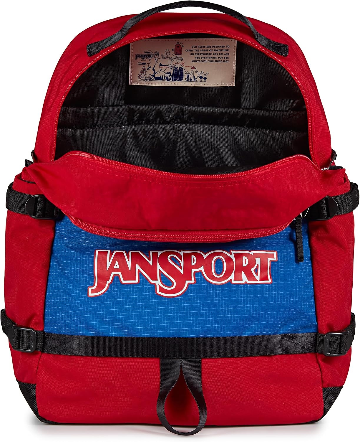 image:imageJanSport Small Seattle Pack Compact Backpack with Main Compartment Dual Water Bottle Pockets and Padded Sleeve for 15Inch Laptop TravertineRed Tape
