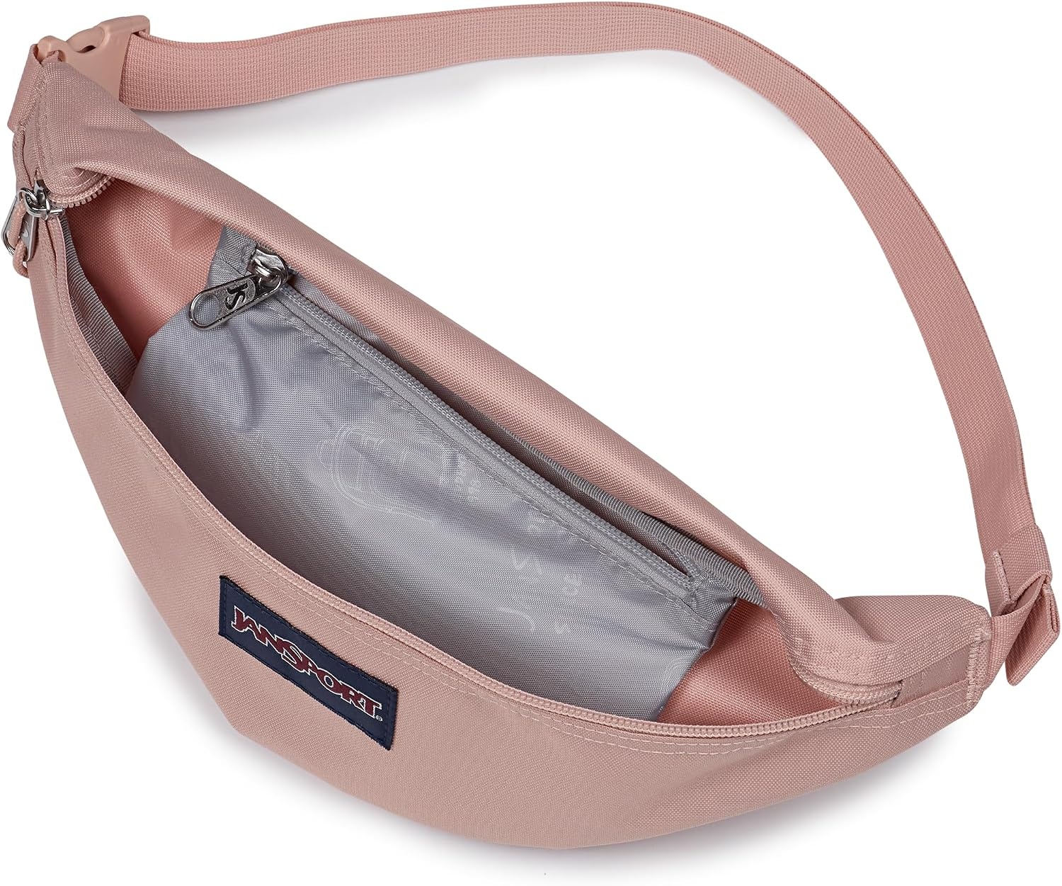 image:imageJanSport Swing Waistpack Fanny Pack Stylish Durable Waist Bag with Adjustable Belt Main Zippered Pocket Travel Essentials BlackMisty Rose