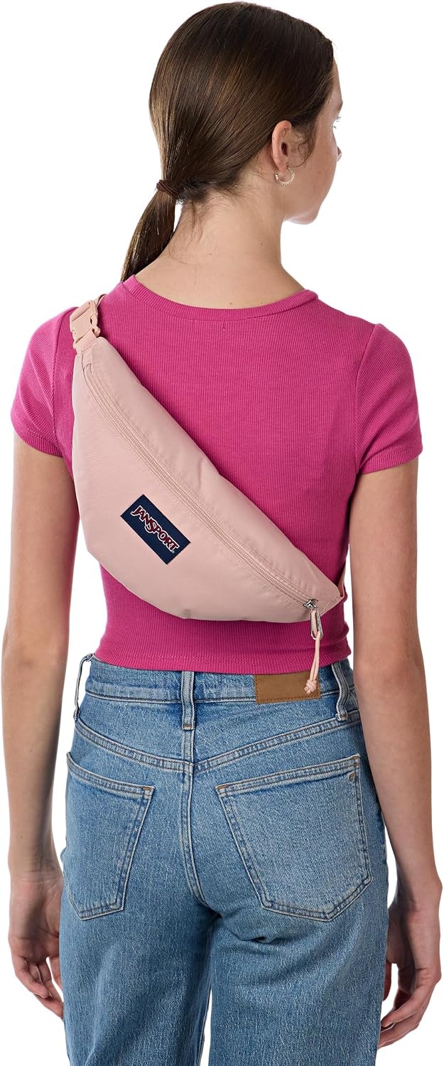 image:imageJanSport Swing Waistpack Fanny Pack Stylish Durable Waist Bag with Adjustable Belt Main Zippered Pocket Travel Essentials BlackMisty Rose