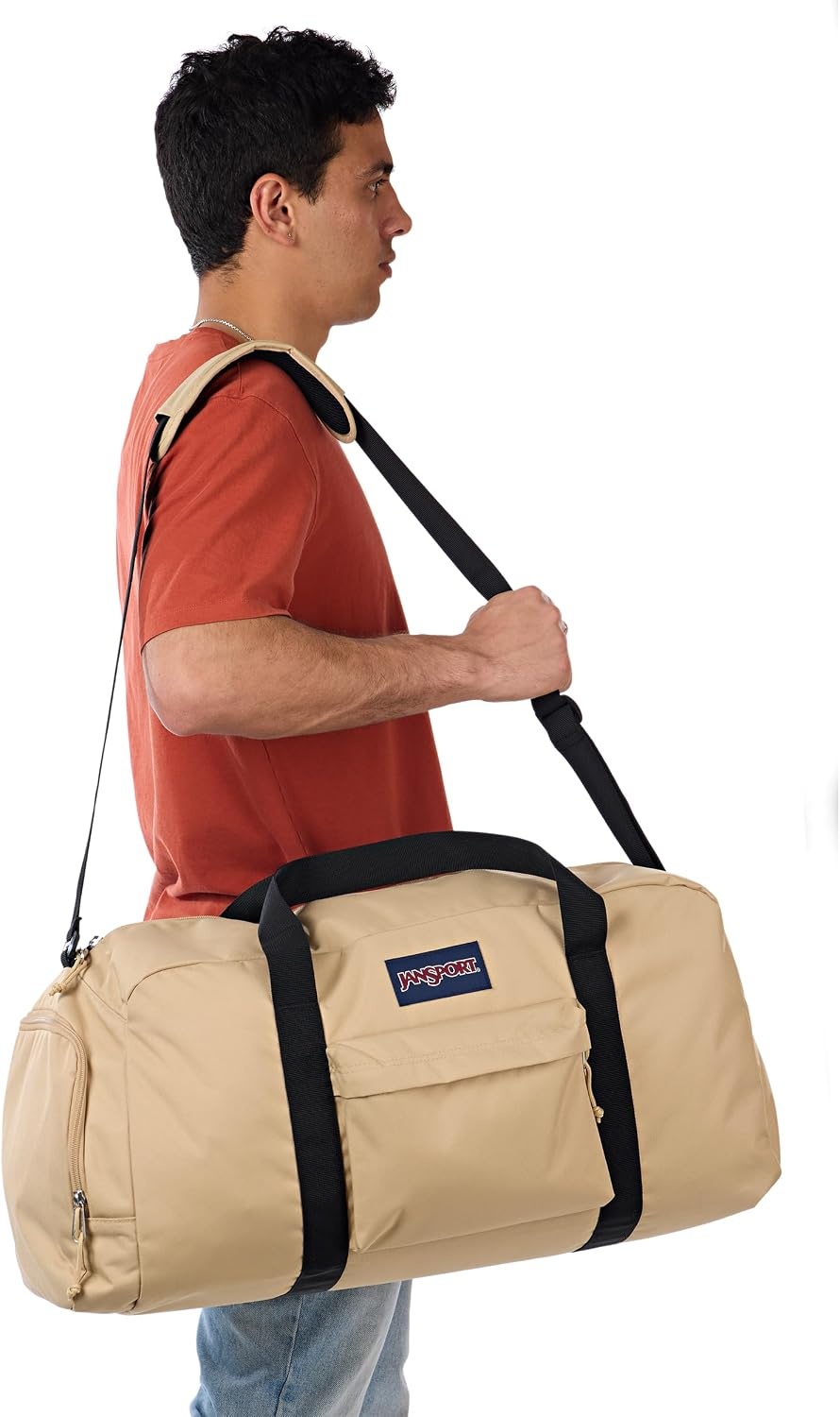 image:imageJanSport Weekender Large Duffel Travel or Gym Bag Durable Weekender with Front Utility Pocket amp Side Grab Handles Cargo GreenTravertine