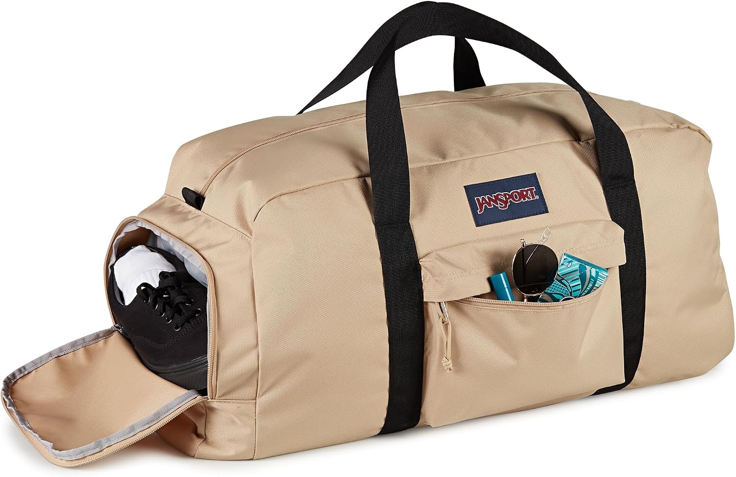 image:imageJanSport Weekender Large Duffel Travel or Gym Bag Durable Weekender with Front Utility Pocket amp Side Grab Handles Cargo GreenTravertine
