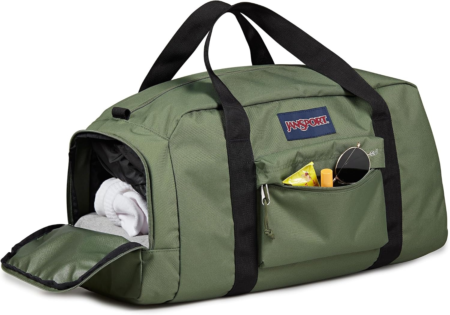image:imageJanSport Weekender Medium Duffel Travel or Gym Bag Durable Weekender with Front Utility Pocket amp Side Grab Handles Cargo GreenCargo Green