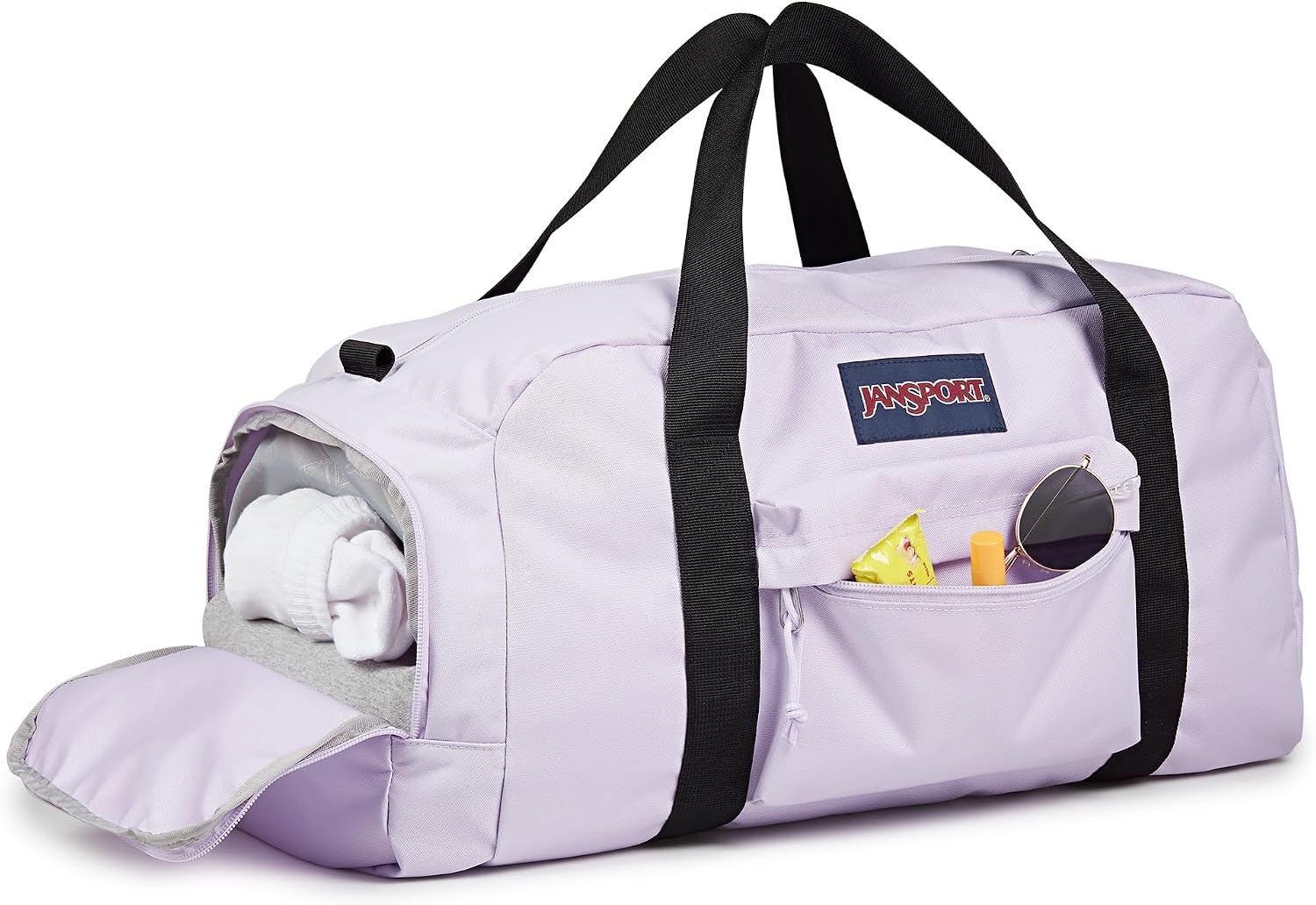 image:imageJanSport Weekender Medium Duffel Travel or Gym Bag Durable Weekender with Front Utility Pocket amp Side Grab Handles Cargo GreenPastel Lilac