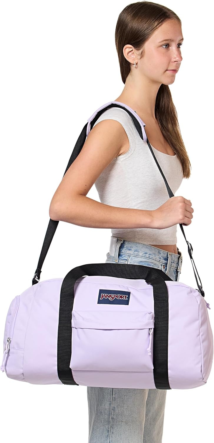 image:imageJanSport Weekender Medium Duffel Travel or Gym Bag Durable Weekender with Front Utility Pocket amp Side Grab Handles Cargo GreenPastel Lilac
