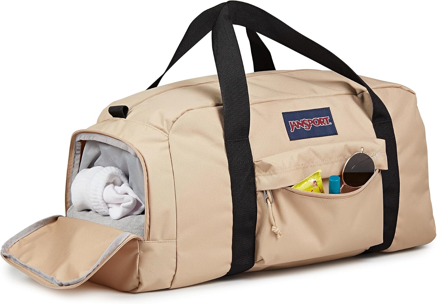 image:imageJanSport Weekender Medium Duffel Travel or Gym Bag Durable Weekender with Front Utility Pocket amp Side Grab Handles Cargo GreenTravertine