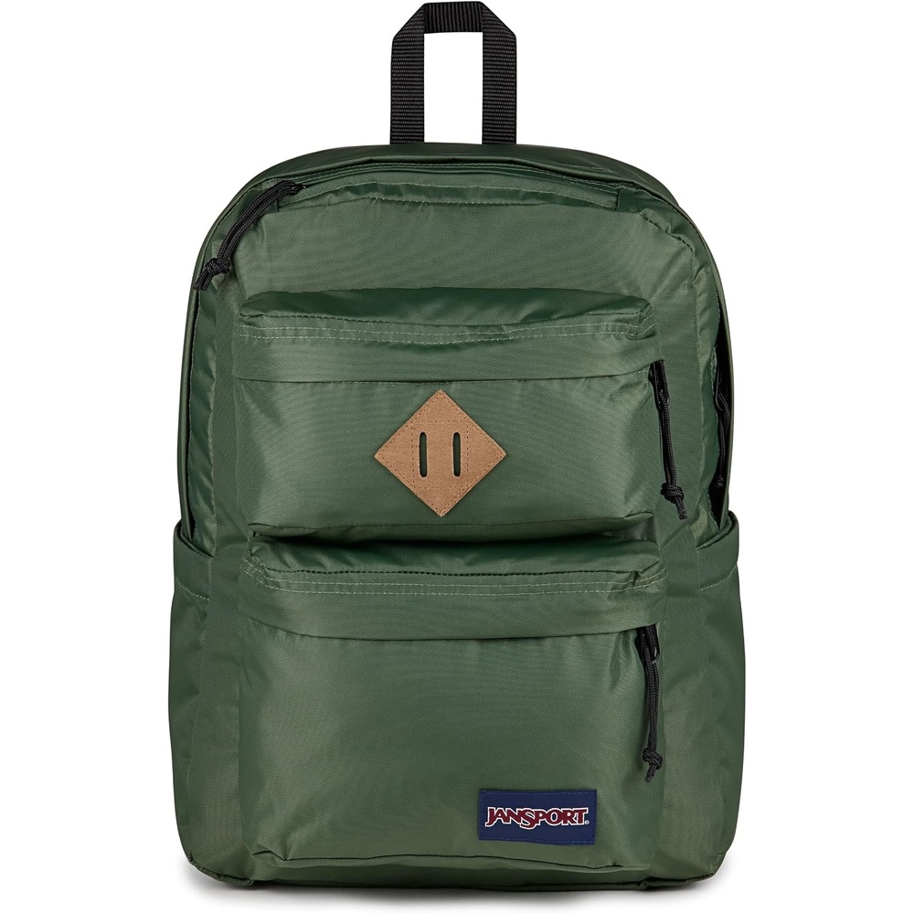 image:imageJanSport Double Break Backpack  15inch Padded Laptop Compartment Dual Water Bottle Pockets Internal Organizer Large Main Compartment BlackCargo Green