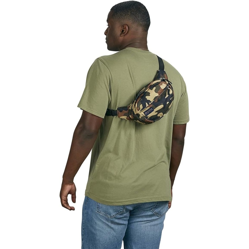 image:imageJanSport Fifth Avenue Fanny Pack Crossbody Bags for Women Men Stylish Durable Waist Bag with Adjustable Belt Main Zippered Pocket Quick Stash Pocket Travel Essentials Lavender AshBuckshot Camo
