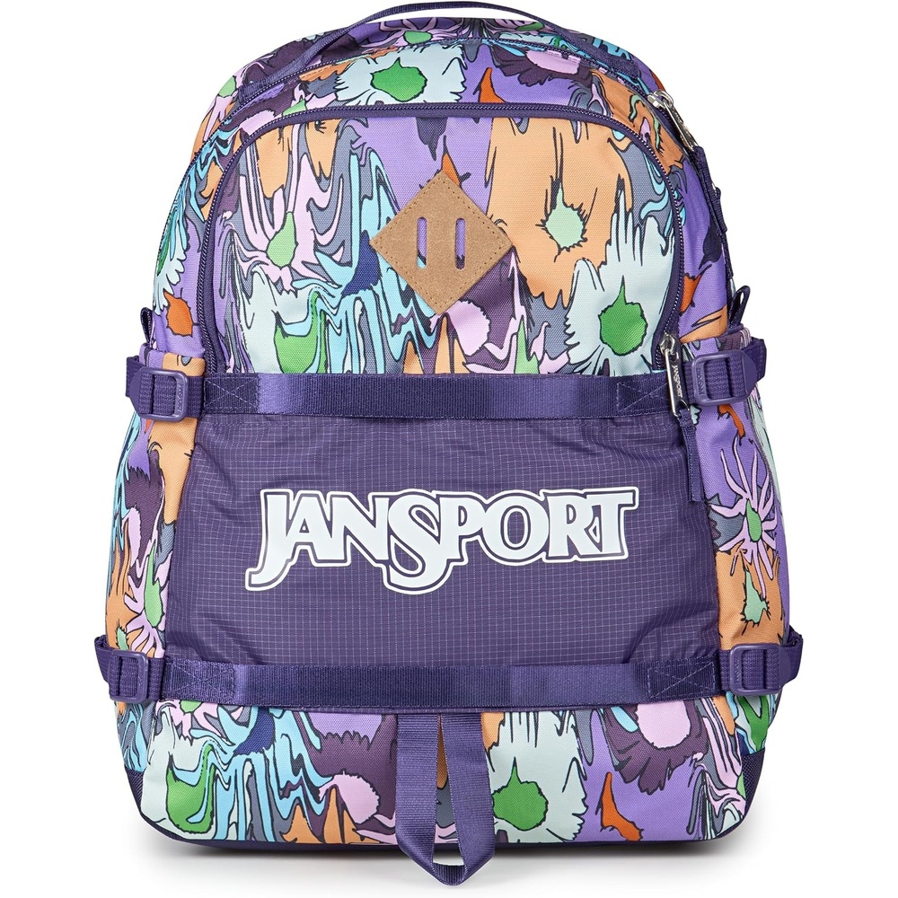 image:imageJanSport Small Seattle Pack Compact Backpack with Main Compartment Dual Water Bottle Pockets and Padded Sleeve for 15Inch Laptop TravertineMelted Blooms Yellow