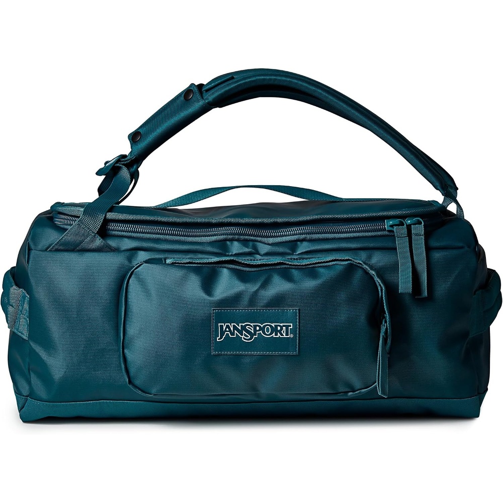 image:imageJansport Good Latitude 40L Convertible Duffel Backpack  Water Resistant 16 Inch Laptop Sleeve Luggage Trolley  Weekender Travel Bag Mauve HazeEmerald Pool