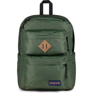 JanSport Double Break Backpack – 15-inch Padded Laptop Compartment, Dual Water Bottle Pockets, Internal Organizer, Large Main Compartment, Black(Cargo Green)