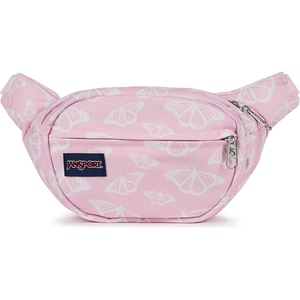 JanSport Fifth Avenue Fanny Pack Crossbody Bags for Women, Men – Stylish, Durable Waist Bag with Adjustable Belt, Main Zippered Pocket, Quick Stash Pocket, Travel Essentials, Lavender Ash(Flutter By Pink Ice)