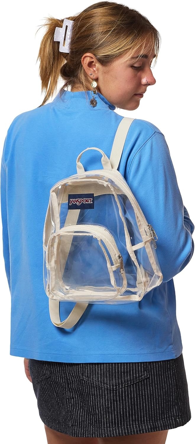 image:imageJanSport 10L Mini Pack Clear StadiumConcert Bag Clear Compact amp Lightweight Festival Bag with Adjustable Straps amp Zippered PocketMoon Flower
