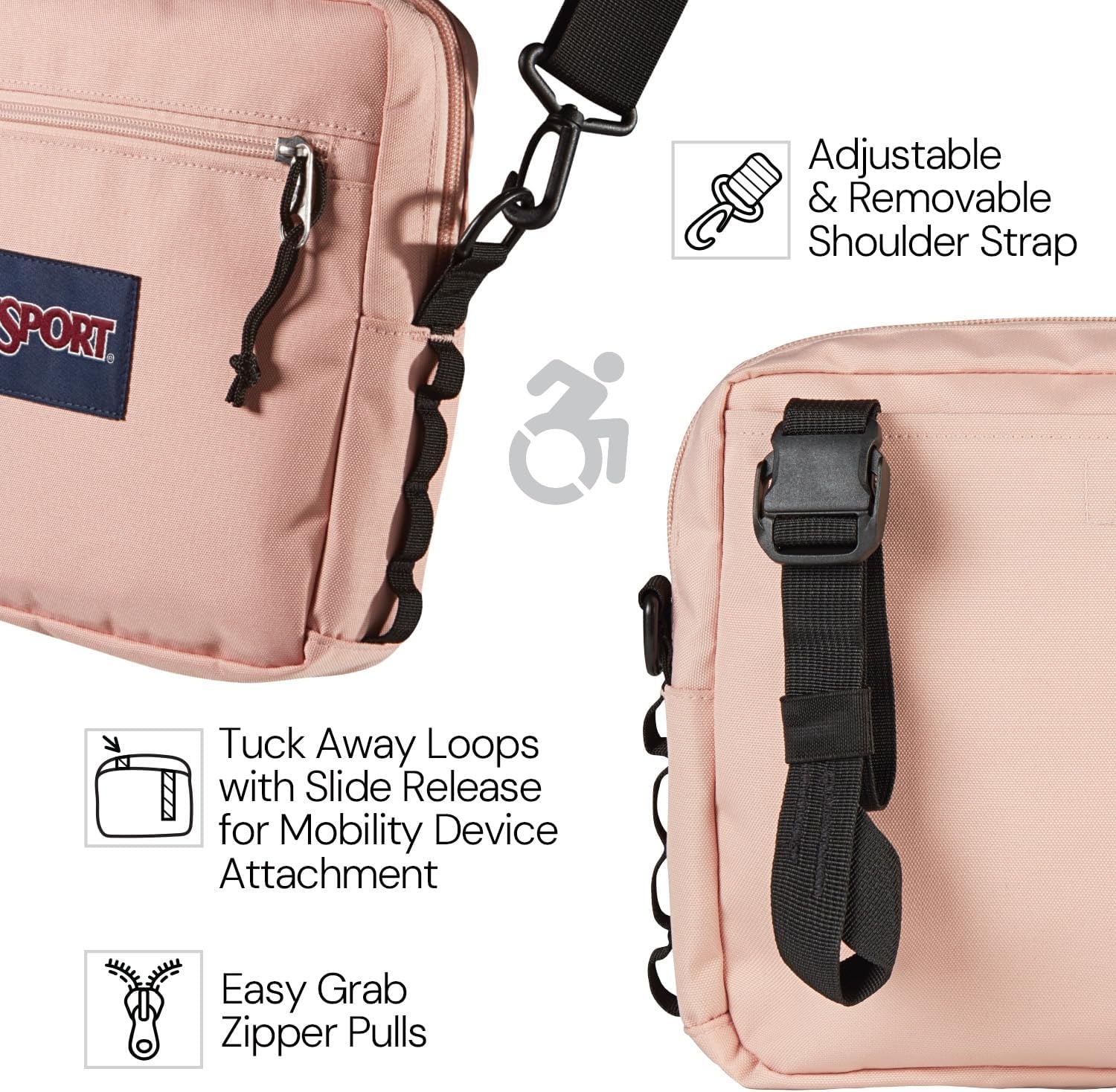 image:imageJanSport Central Adaptive Accessory Bag Wheelchair amp Walker Compatible Versatile Carry Options TuckAway Adjustable Loops SaniStash Pocket for Easy Access Cyberspace GalaxyBlue Dusk