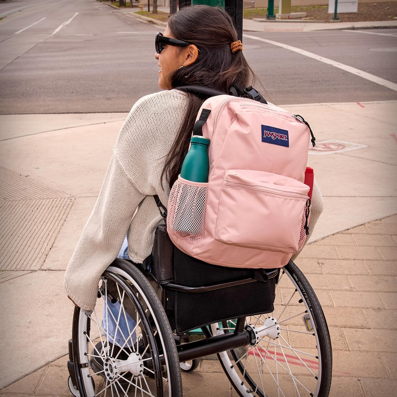 image:imageJanSport Central Adaptive Backpack Wheelchair amp Walker Compatible TuckAway Shoulder Straps Adjustable Backrest Loops amp Anchor Straps Iconic Design Bad BowsFaded Floral Fresh Mint
