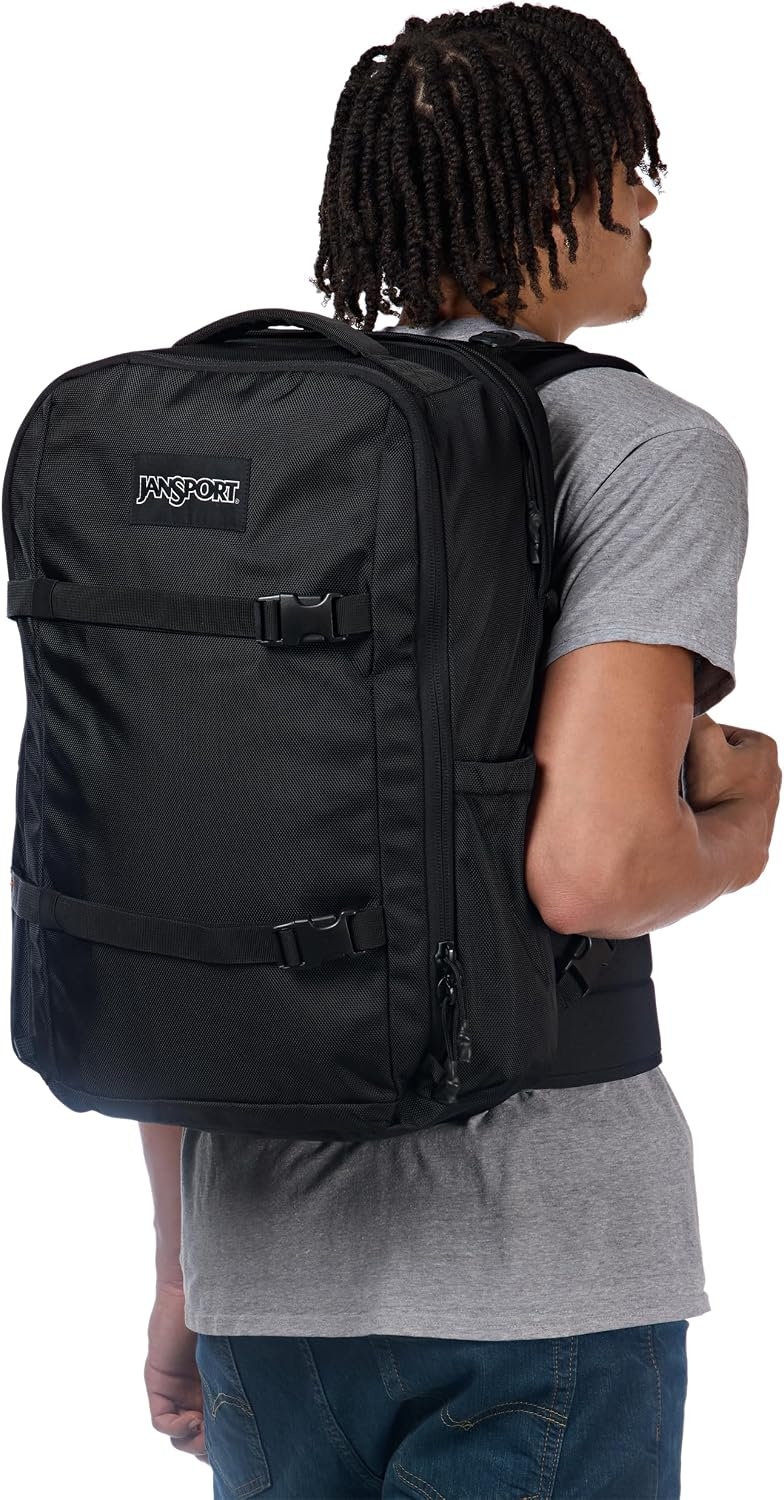 image:imageJanSport Venture Daypack Travel Pack With Large Main Compartment Padded Laptop Sleeve Dual Water Bottle Pockets and Attachment Buckles Cargo GreenBlack