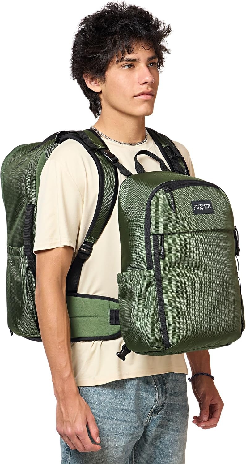 image:imageJanSport Venture Daypack Travel Pack With Large Main Compartment Padded Laptop Sleeve Dual Water Bottle Pockets and Attachment Buckles Cargo GreenCargo Green