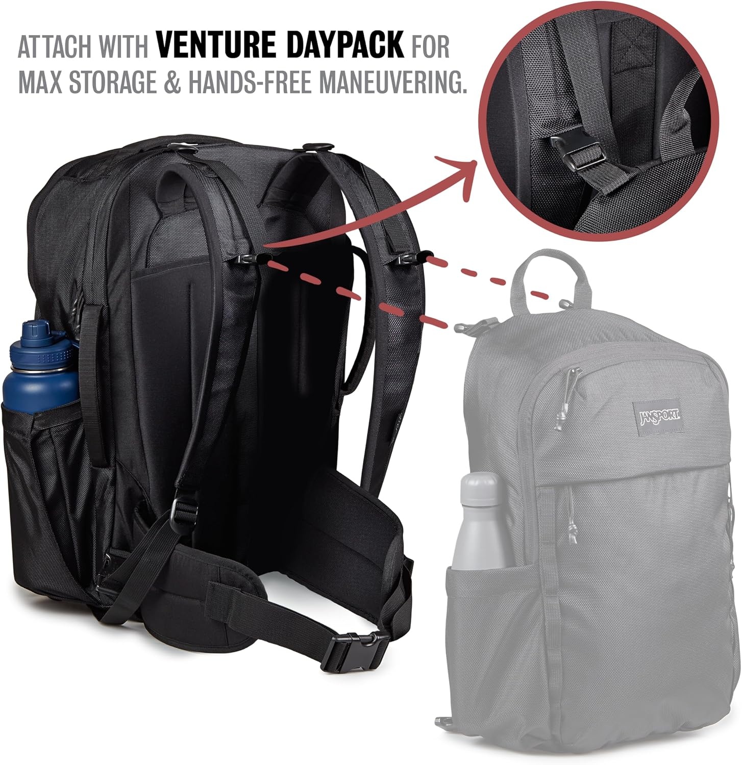 image:imageJanSport Venture Daypack Travel Pack With Large Main Compartment Padded Laptop Sleeve Dual Water Bottle Pockets and Attachment Buckles Cargo GreenCargo Green