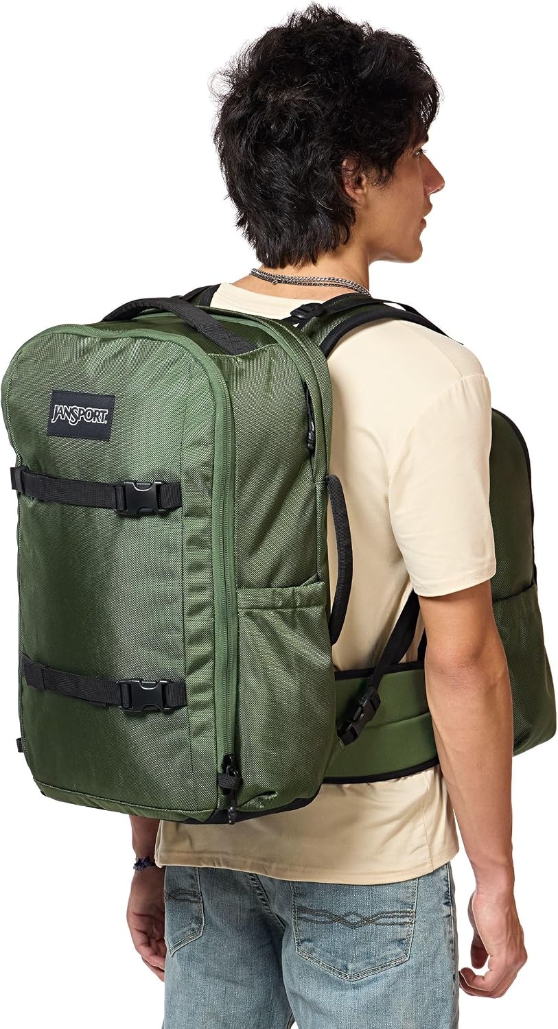 image:imageJanSport Venture Daypack Travel Pack With Large Main Compartment Padded Laptop Sleeve Dual Water Bottle Pockets and Attachment Buckles Cargo GreenCargo Green