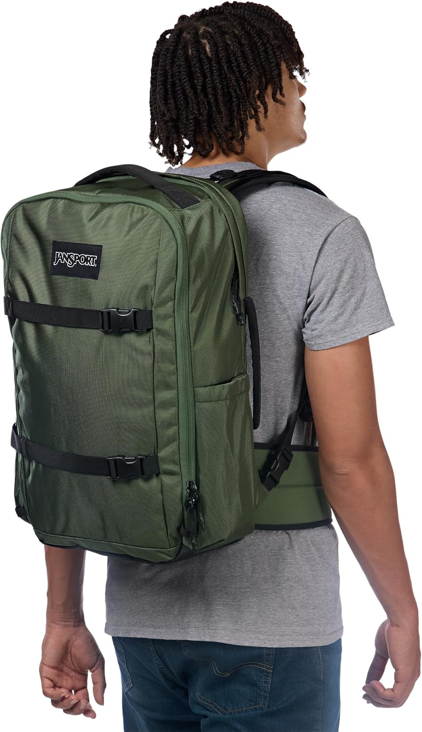 image:imageJanSport Venture Daypack Travel Pack With Large Main Compartment Padded Laptop Sleeve Dual Water Bottle Pockets and Attachment Buckles Cargo GreenCargo Green