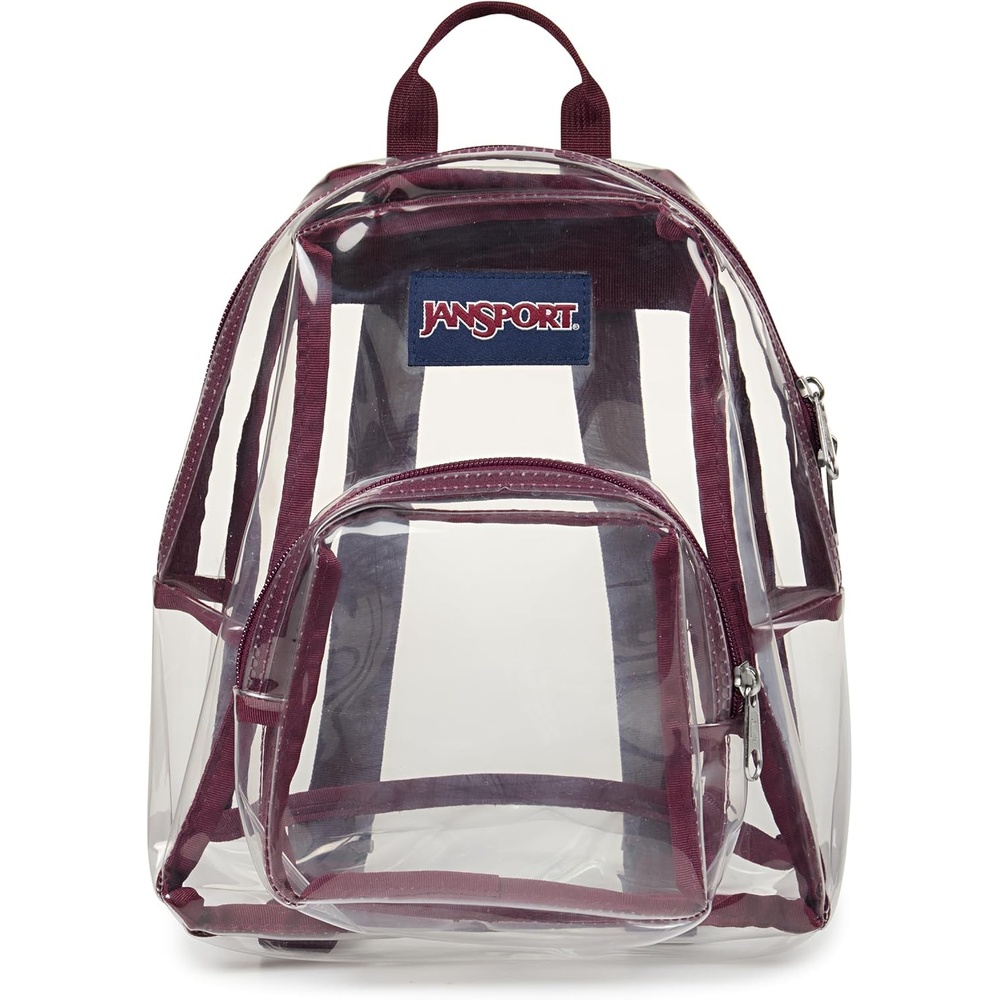 image:imageJanSport 10L Mini Pack  Clear StadiumConcert Bag Clear  Compact amp Lightweight Festival Bag with Adjustable Straps amp Zippered PocketCherry Lacquer