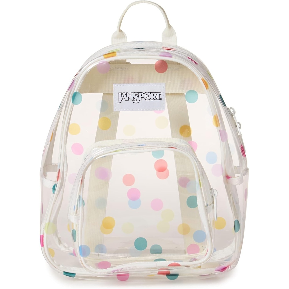 image:imageJanSport 10L Mini Pack  Clear StadiumConcert Bag Clear  Compact amp Lightweight Festival Bag with Adjustable Straps amp Zippered PocketClear Polka Dots