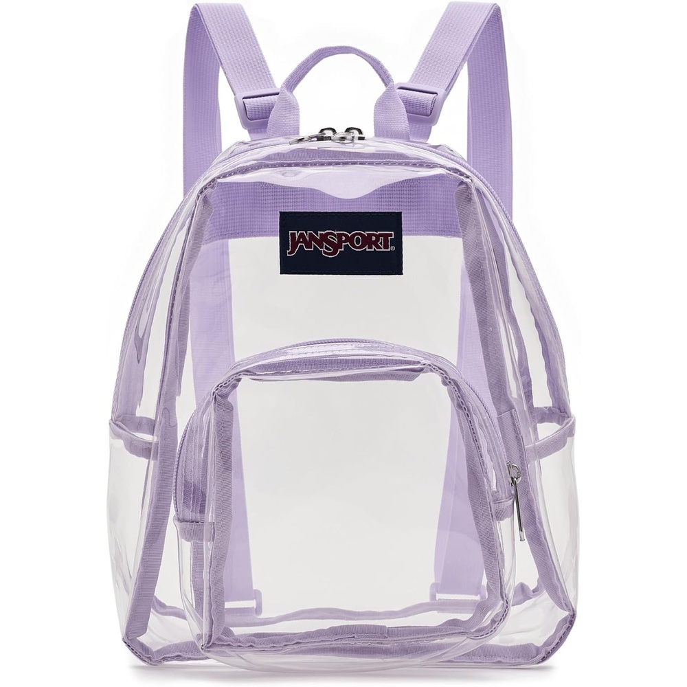 image:imageJanSport 10L Mini Pack Clear StadiumConcert Bag Clear Compact amp Lightweight Festival Bag with Adjustable Straps amp Zippered PocketPastel Lilac